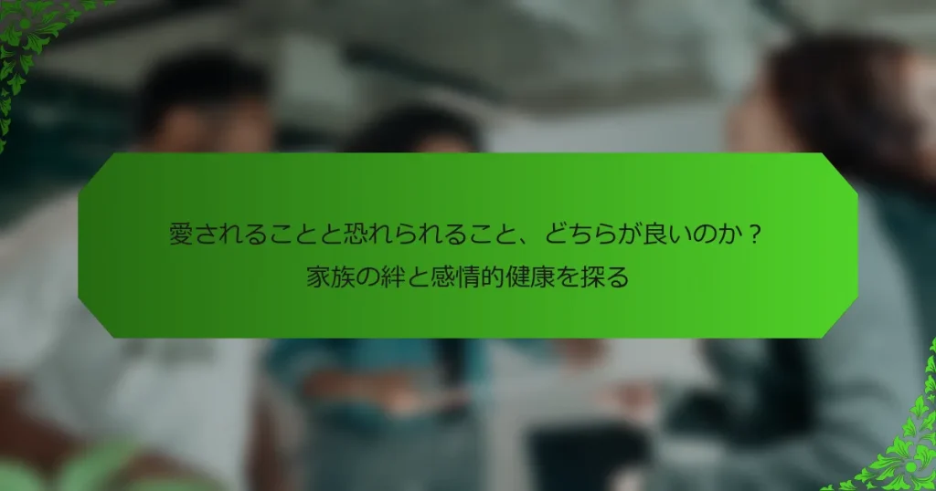 愛されることと恐れられること、どちらが良いのか？家族の絆と感情的健康を探る