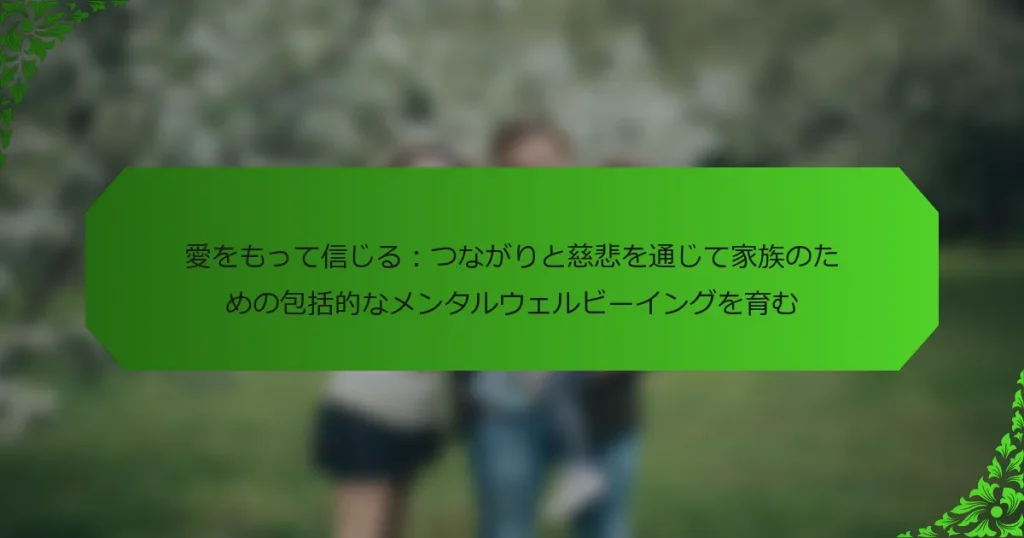 愛をもって信じる：つながりと慈悲を通じて家族のための包括的なメンタルウェルビーイングを育む