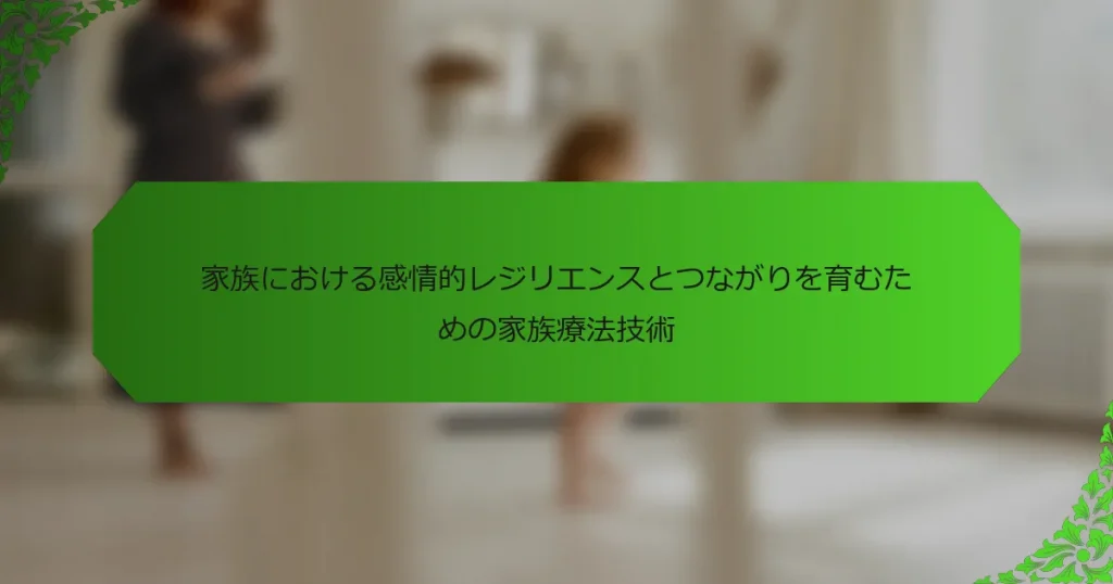 家族における感情的レジリエンスとつながりを育むための家族療法技術