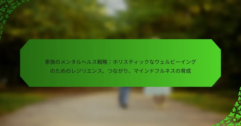 家族のメンタルヘルス戦略：ホリスティックなウェルビーイングのためのレジリエンス、つながり、マインドフルネスの育成