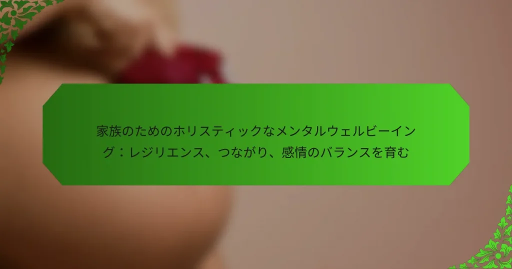 家族のためのホリスティックなメンタルウェルビーイング：レジリエンス、つながり、感情のバランスを育む