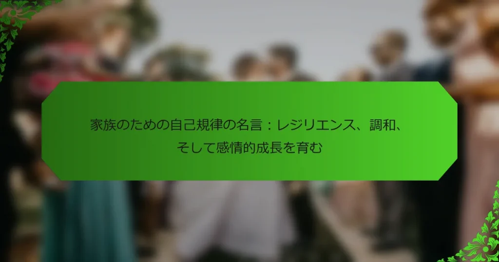 家族のための自己規律の名言：レジリエンス、調和、そして感情的成長を育む