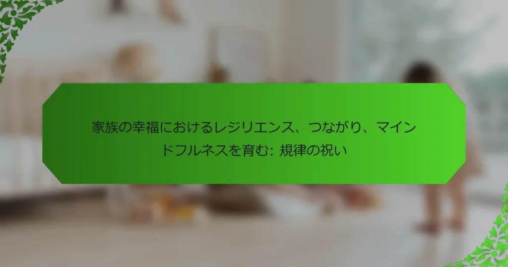 家族の幸福におけるレジリエンス、つながり、マインドフルネスを育む: 規律の祝い