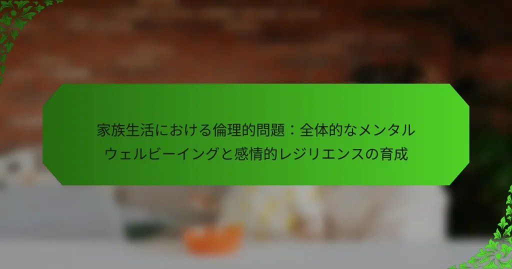 家族生活における倫理的問題：全体的なメンタルウェルビーイングと感情的レジリエンスの育成