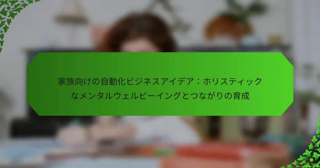 家族向けの自動化ビジネスアイデア：ホリスティックなメンタルウェルビーイングとつながりの育成