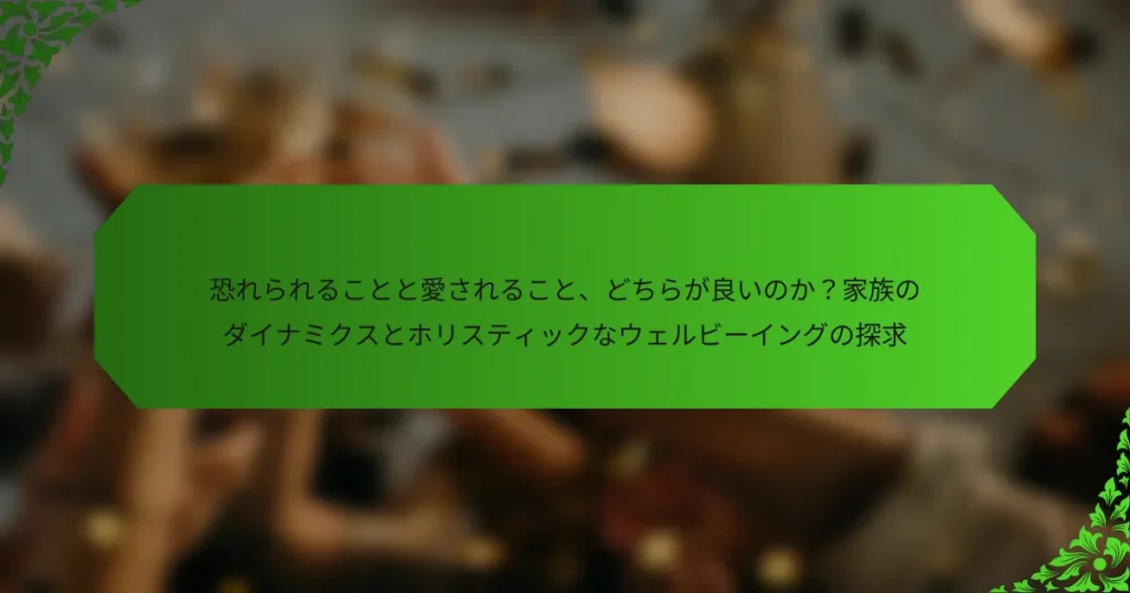 恐れられることと愛されること、どちらが良いのか？家族のダイナミクスとホリスティックなウェルビーイングの探求