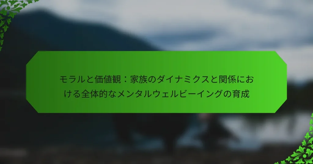 モラルと価値観：家族のダイナミクスと関係における全体的なメンタルウェルビーイングの育成