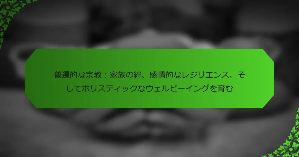 普遍的な宗教：家族の絆、感情的なレジリエンス、そしてホリスティックなウェルビーイングを育む