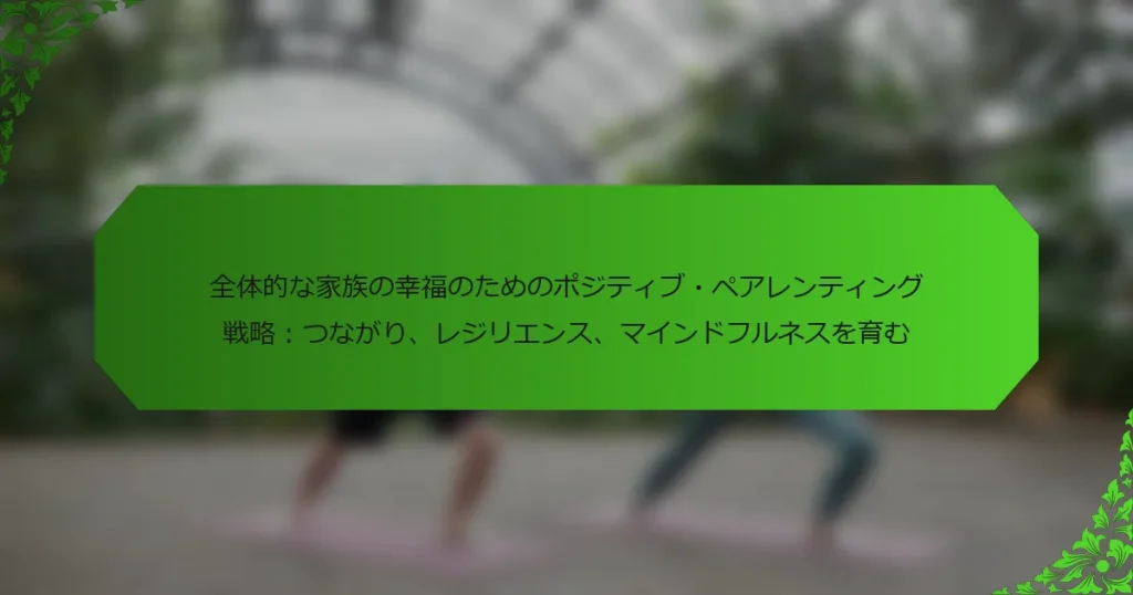 全体的な家族の幸福のためのポジティブ・ペアレンティング戦略：つながり、レジリエンス、マインドフルネスを育む