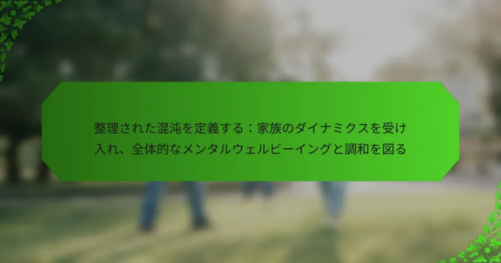 整理された混沌を定義する：家族のダイナミクスを受け入れ、全体的なメンタルウェルビーイングと調和を図る