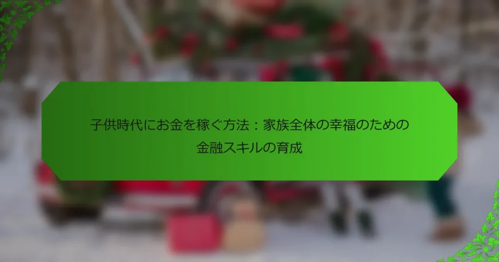 子供時代にお金を稼ぐ方法：家族全体の幸福のための金融スキルの育成