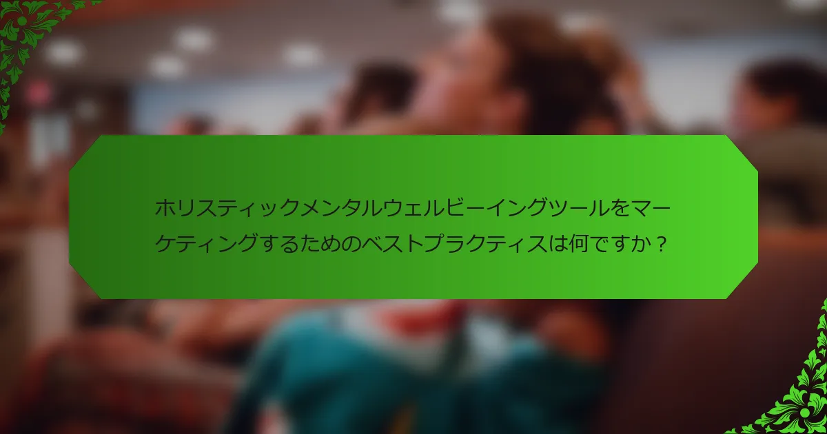 ホリスティックメンタルウェルビーイングツールをマーケティングするためのベストプラクティスは何ですか?