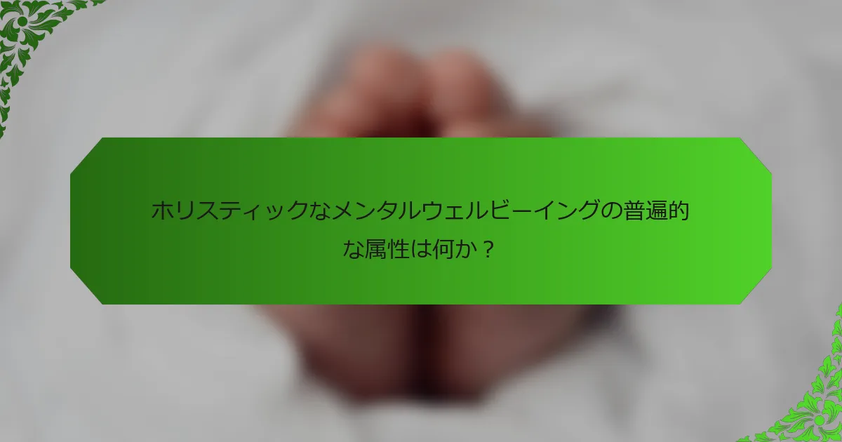 ホリスティックなメンタルウェルビーイングの普遍的な属性は何か?