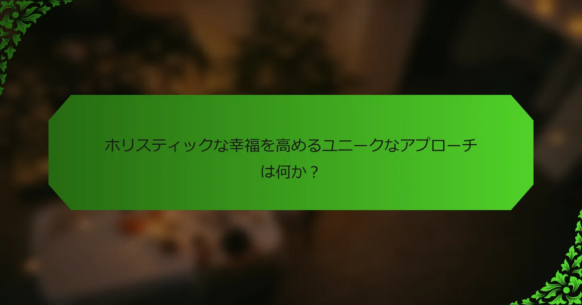 ホリスティックな幸福を高めるユニークなアプローチは何か?