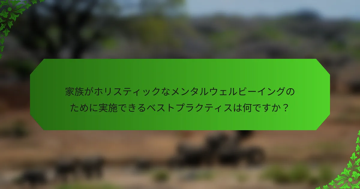 家族がホリスティックなメンタルウェルビーイングのために実施できるベストプラクティスは何ですか?