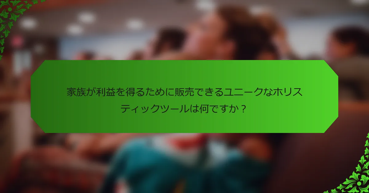 家族が利益を得るために販売できるユニークなホリスティックツールは何ですか?