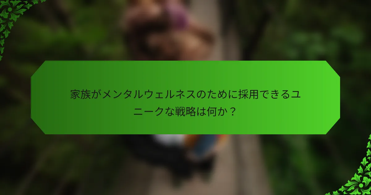 家族がメンタルウェルネスのために採用できるユニークな戦略は何か?