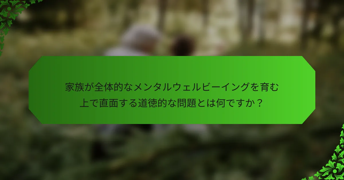 家族が全体的なメンタルウェルビーイングを育む上で直面する道徳的な問題とは何ですか?