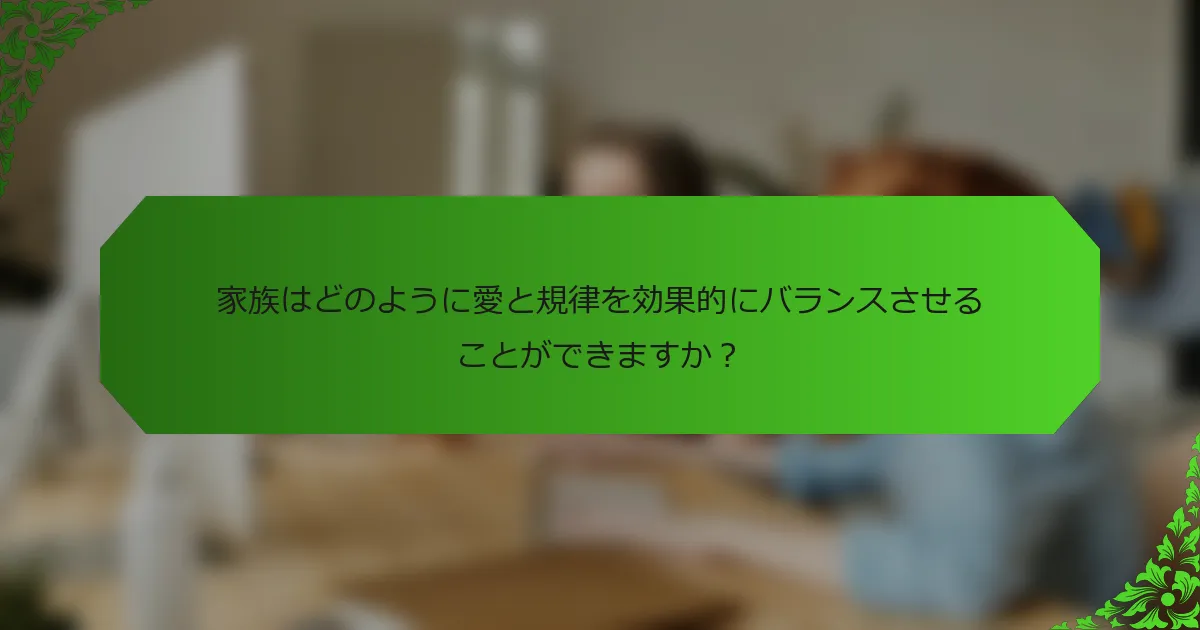 家族はどのように愛と規律を効果的にバランスさせることができますか？