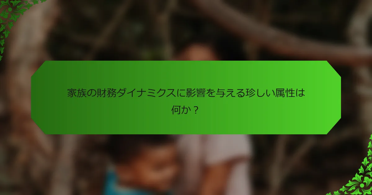家族の財務ダイナミクスに影響を与える珍しい属性は何か?