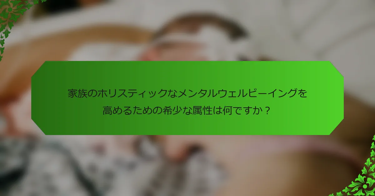 家族のホリスティックなメンタルウェルビーイングを高めるための希少な属性は何ですか?