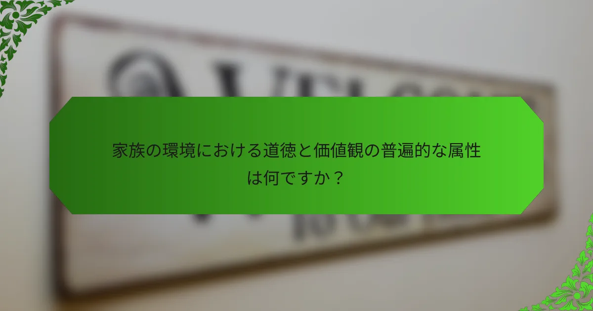 家族の環境における道徳と価値観の普遍的な属性は何ですか？