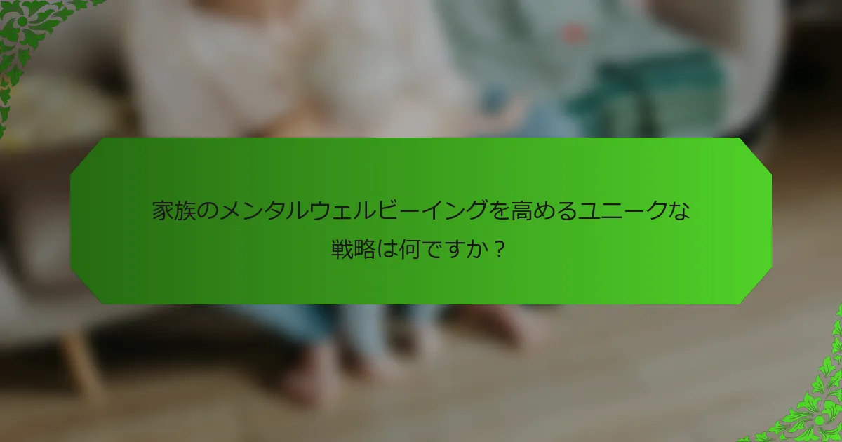 家族のメンタルウェルビーイングを高めるユニークな戦略は何ですか?