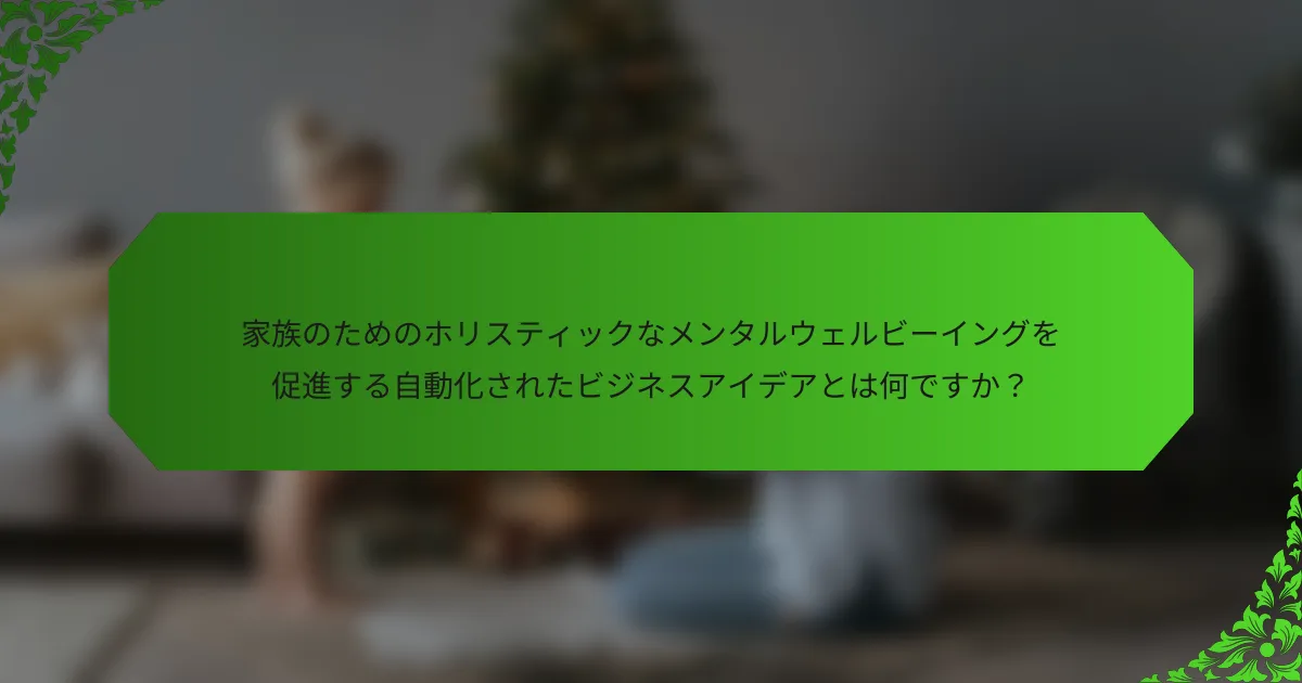 家族のためのホリスティックなメンタルウェルビーイングを促進する自動化されたビジネスアイデアとは何ですか?