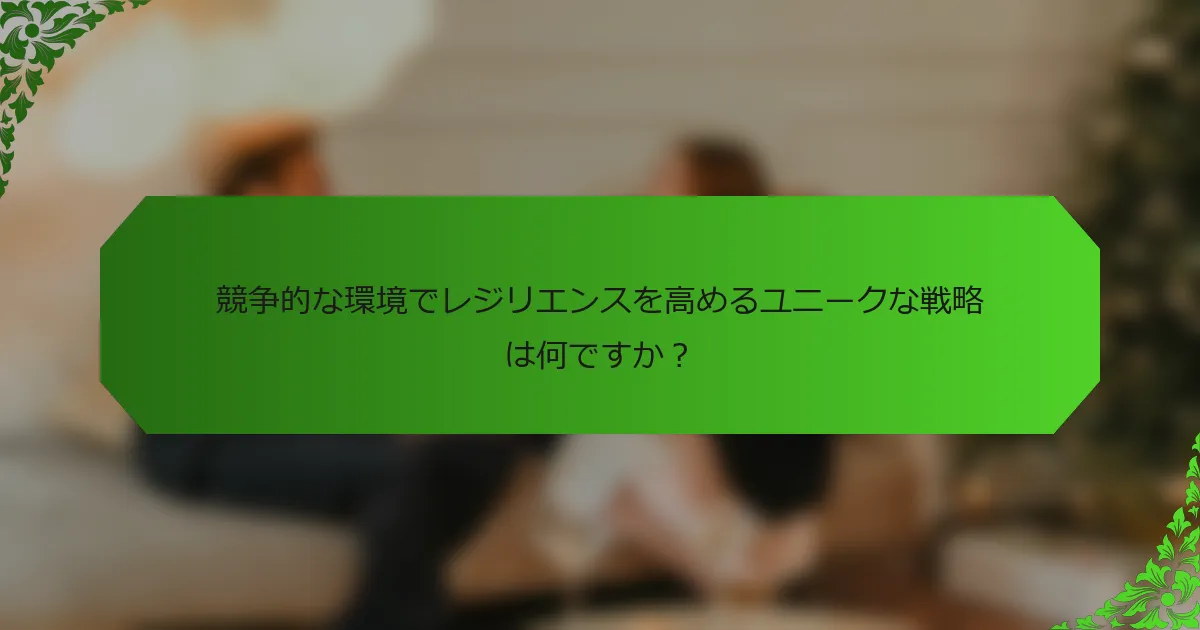 競争的な環境でレジリエンスを高めるユニークな戦略は何ですか？