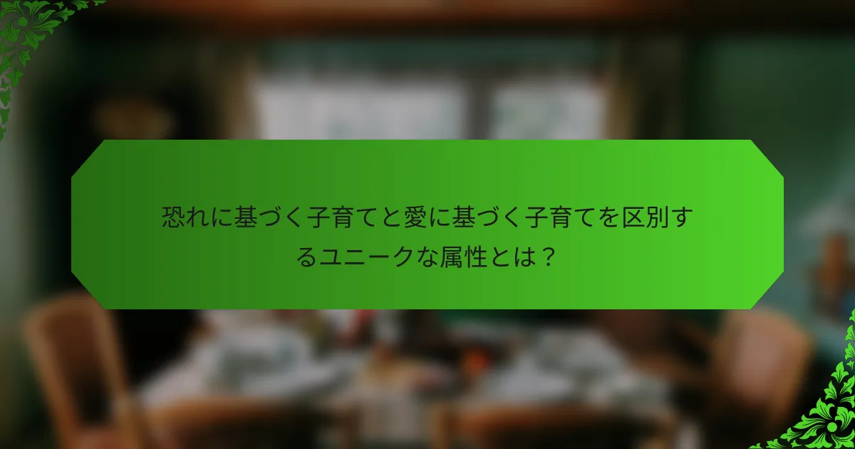 恐れに基づく子育てと愛に基づく子育てを区別するユニークな属性とは？