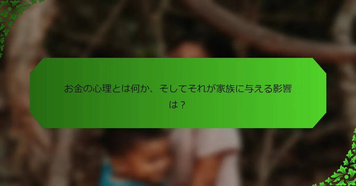 お金の心理とは何か、そしてそれが家族に与える影響は?