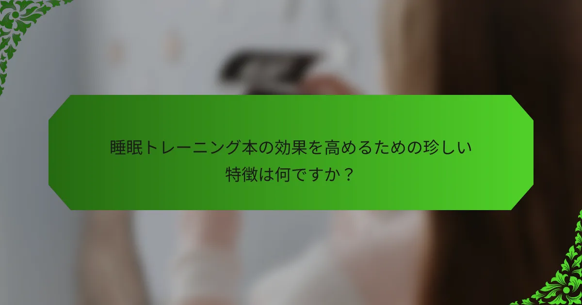 睡眠トレーニング本の効果を高めるための珍しい特徴は何ですか?